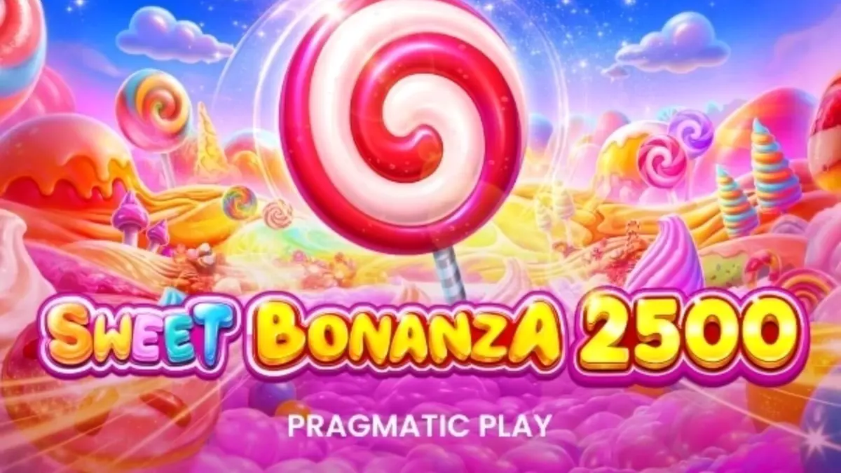 Tampilan antarmuka seluler Sweet Bonanza 2500 dengan grafis permen yang cerah